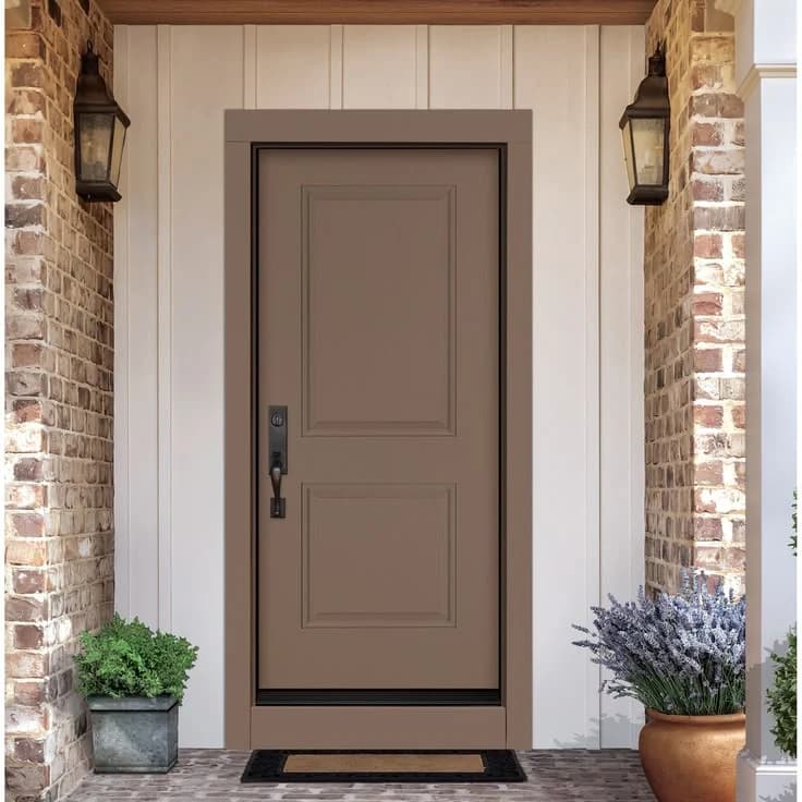 Steel Security Front Door — Brown